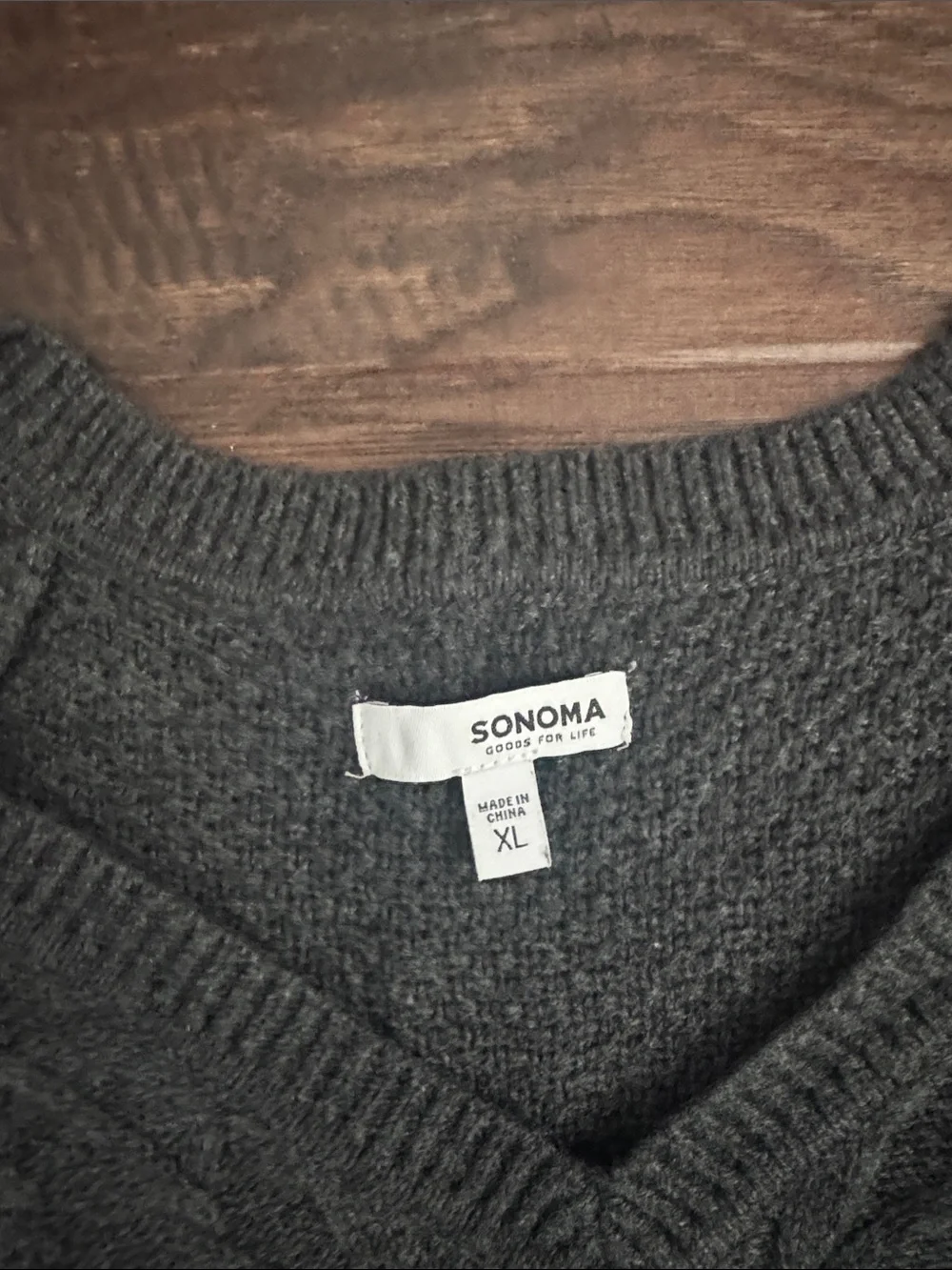 Sonoma Charcoal Cable V-Neck Sweater - Picture 2 of 7